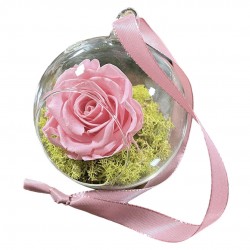 GLASS BALL CON ROSA...