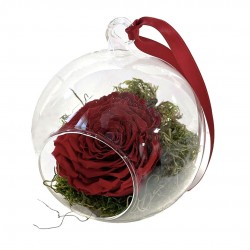 GLASS BALL CON ROSA...